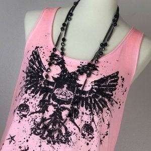 Distressed Embellished Racerback Graphic Tank